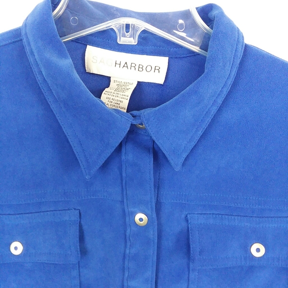 5 For $20.00 Sag Harbor Button Down Blouse, Blue, Size 14 - Picture 5 of 11